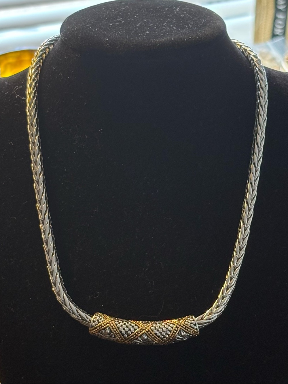 Elegant Byzantine Choker/Necklace, Tubular Pendant with Magnetic Closure 17”